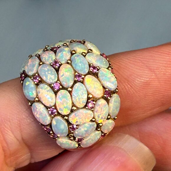 Lab Created Opal Cluster Ring - Picture 4 of 9